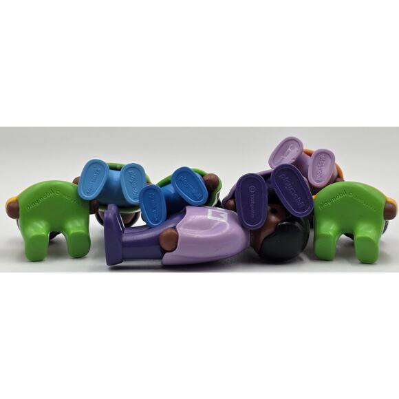 Vintage Playmobil 123 African American 7 Figures Dads Kids Babies 1990 Geobra - Picture 5 of 6